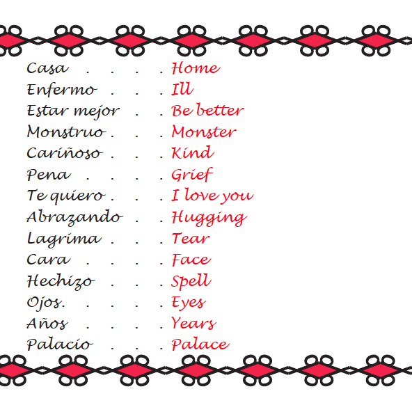 Iamgen de vocabulario en cuento bilingüe