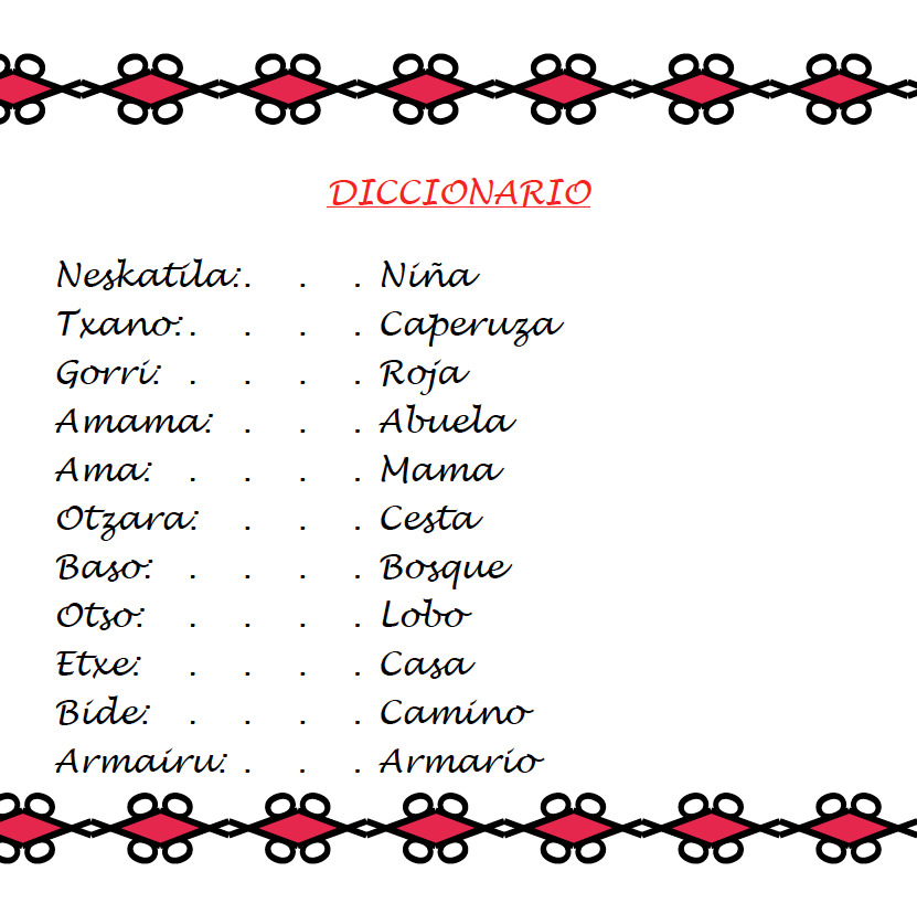 Iamgen de vocabulario en cuento bilingüe euskera