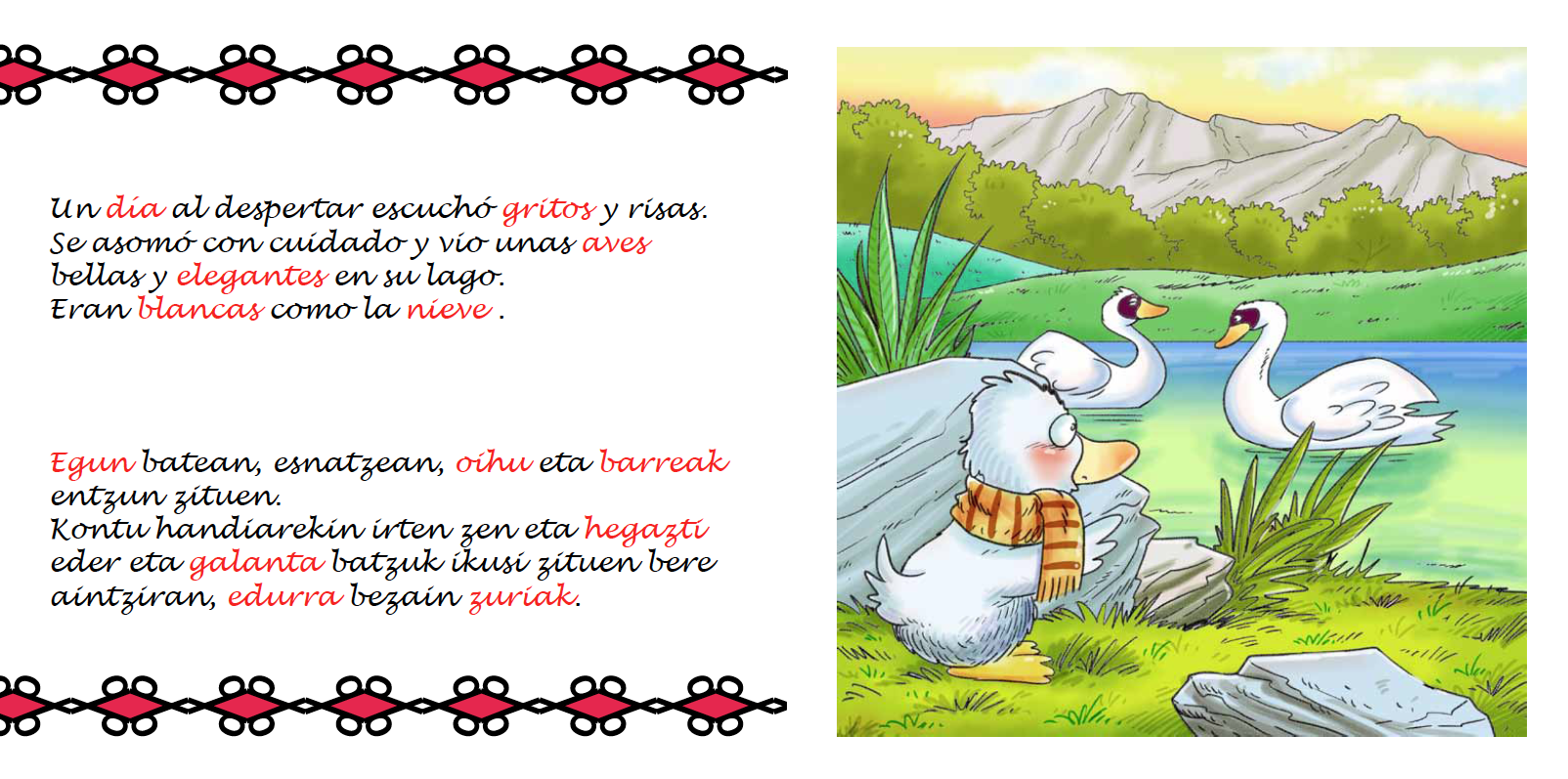 Iamgen de cuento bilingüe euskera patito feo